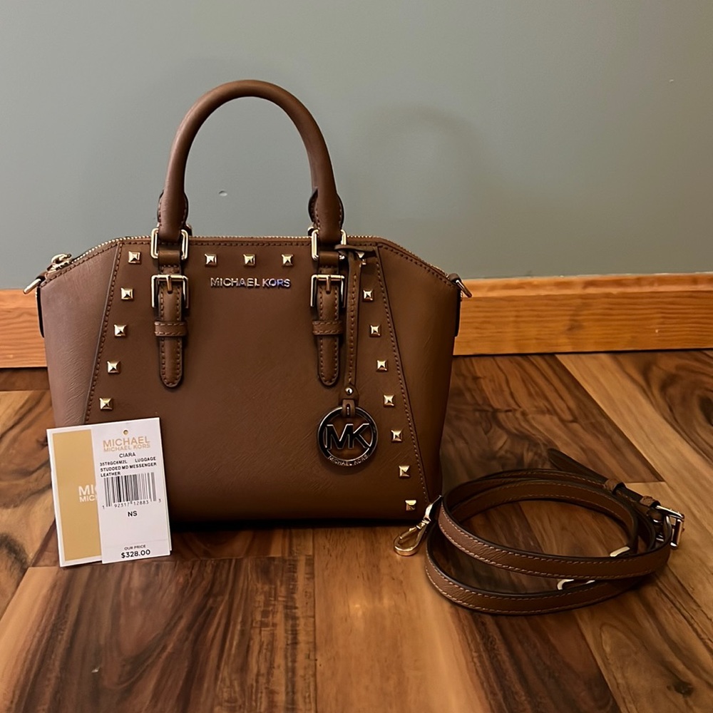 Michael Kors ‘Ciara’ Medium Studded Messenger Handbag Leather